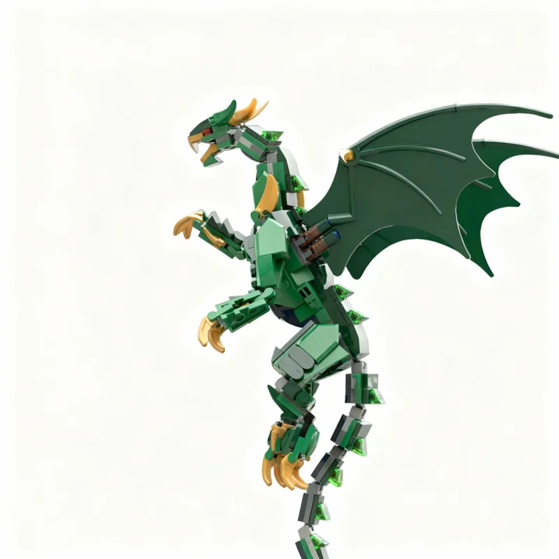 296ピース-moc-ニンジャグリーンドラゴン-モデル-ビルディングブロック-教育コレクション-クリエイティブディスプレイ-誕生日-diy-ブロッククラフト-アート組み立てキット
