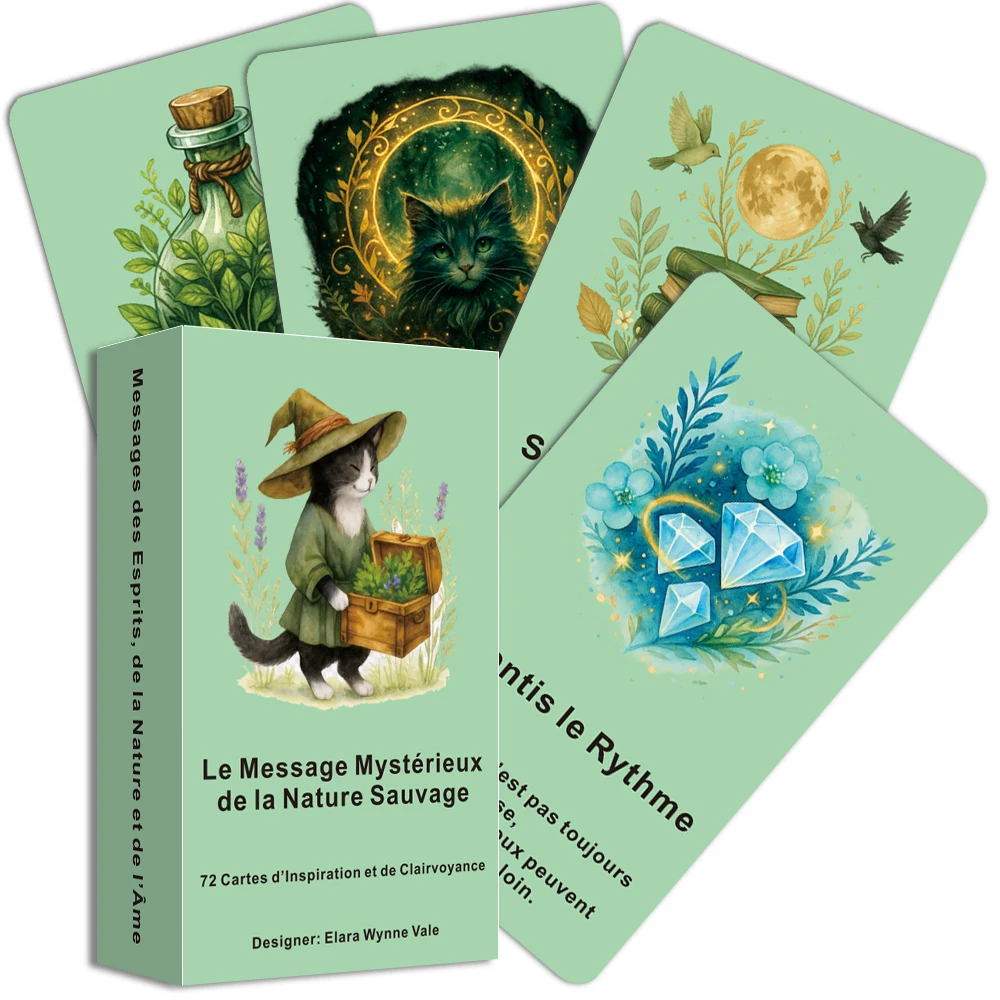 French Oracle Cards Deck, French Tarot Cards, The Mysterious Message of the Wild, 72 Cards of Inspiration, Card Games, 12*7cm