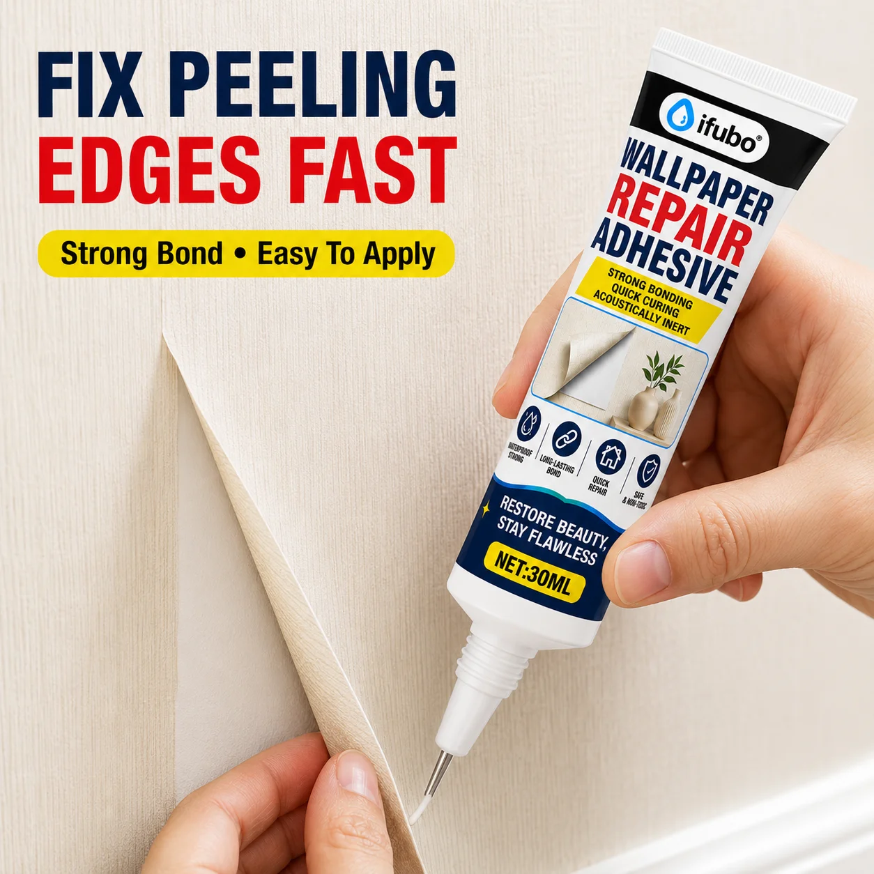 Wallpaper Repair Glue Clear Adhesive Paste For Curled Edges Cracks Bubbling Peeling Strong Bond No Rebound Fix Kit Tool