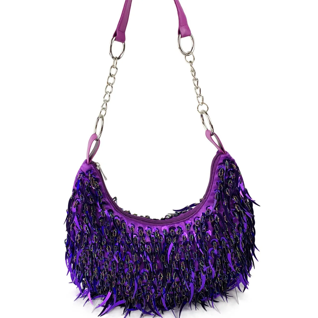 

Shiny Rhinestone Purses Double-sided Nail Bead Luxury Evening Purse for Women Round Bead Bracelet Tassel Underarm Designer Bag