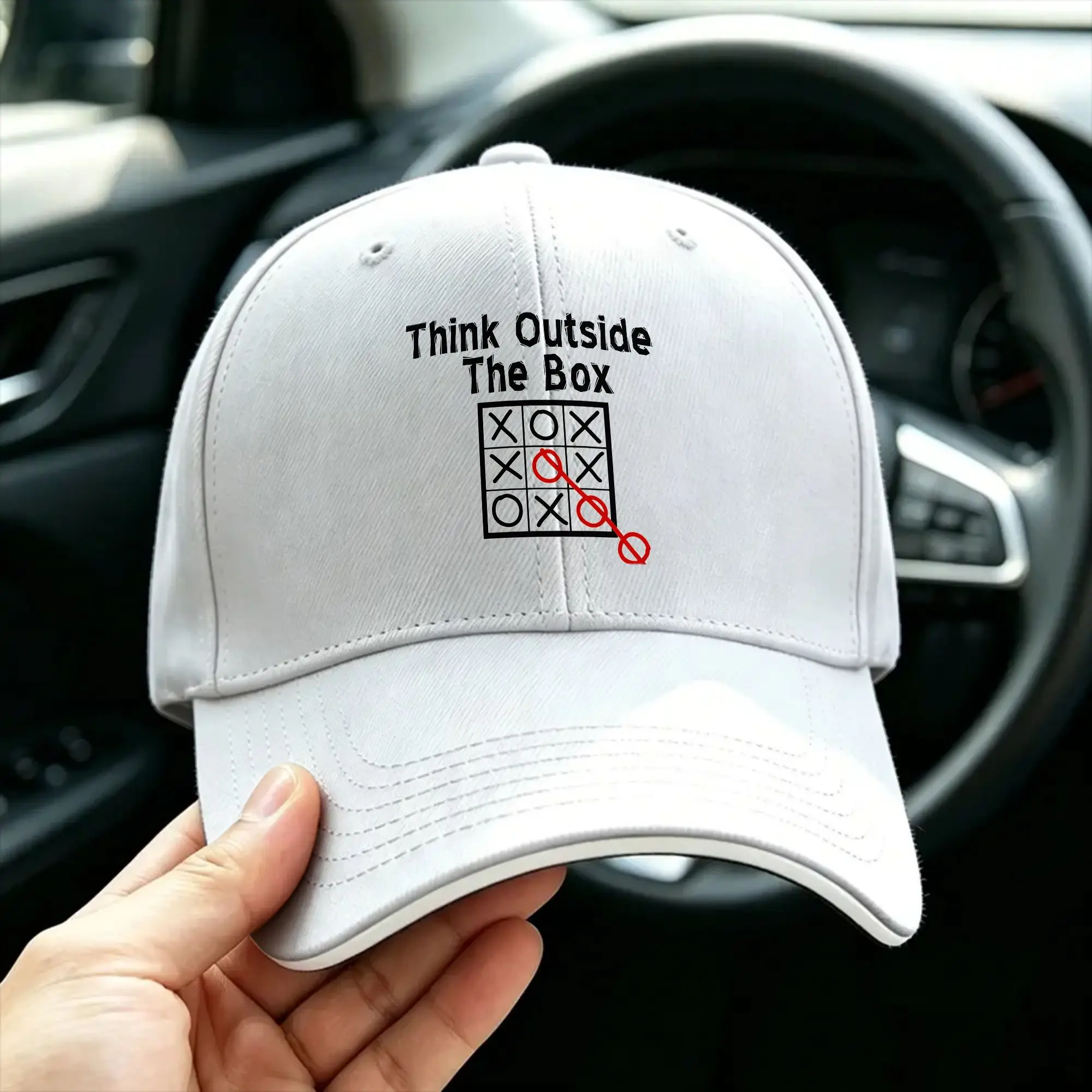 Think Outside the Box Tic Tac Toe Baseball Cap  Hiking Fishing Sun-Proof Trucker Hat Men Adult y2k Cute Design Snapback Cap
