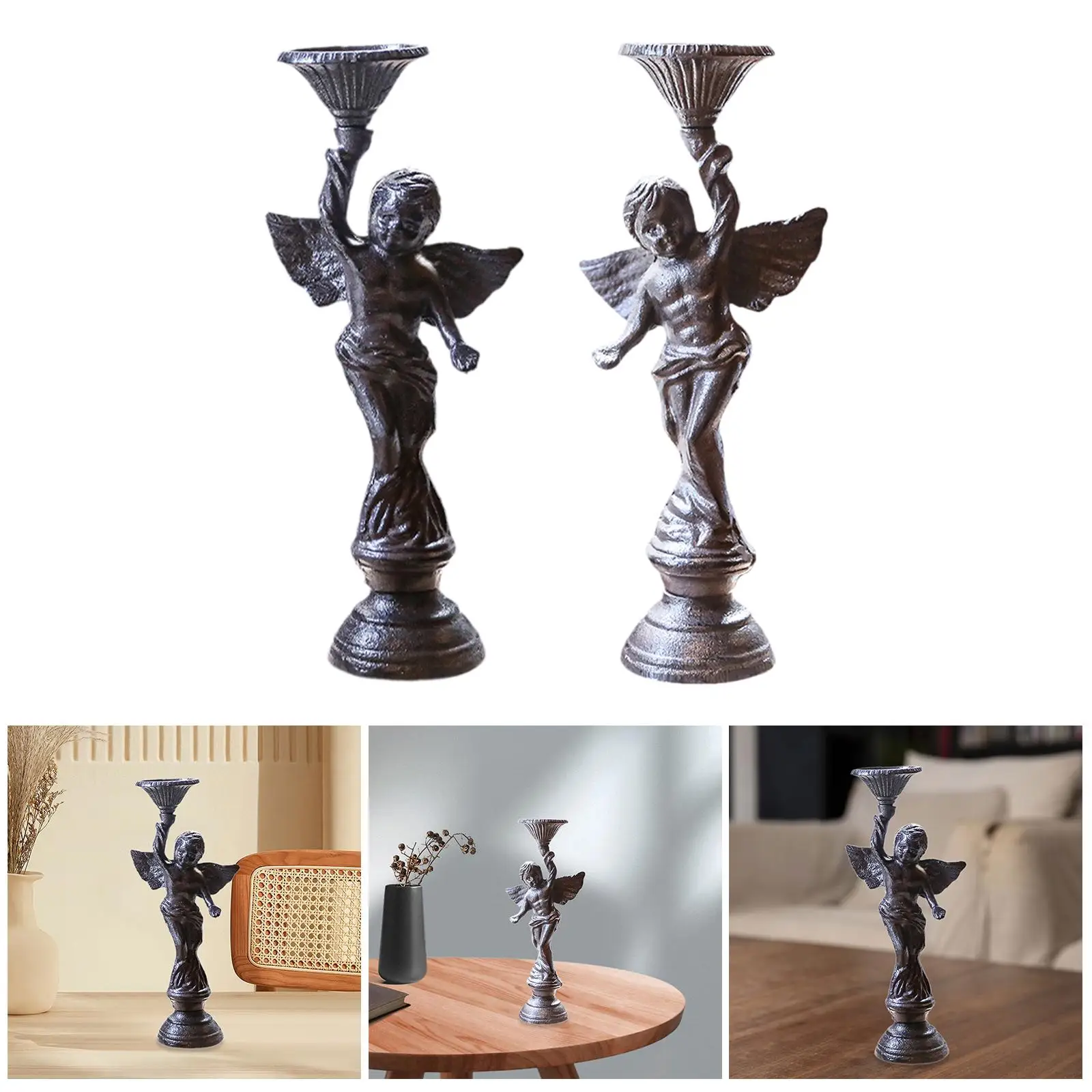 Angel Statue Candlestick Holder Antique for Fireplace Housewarming Farmhouse