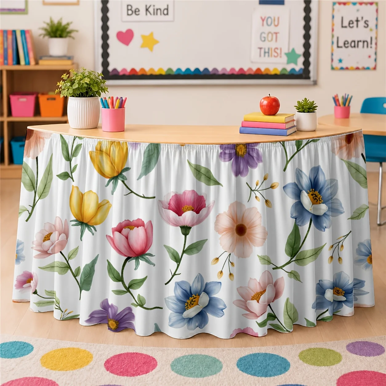 Suitable for newborn parties and birthday celebrations - elegant rectangular tablecloth. Featuring soft and pastel color tones.