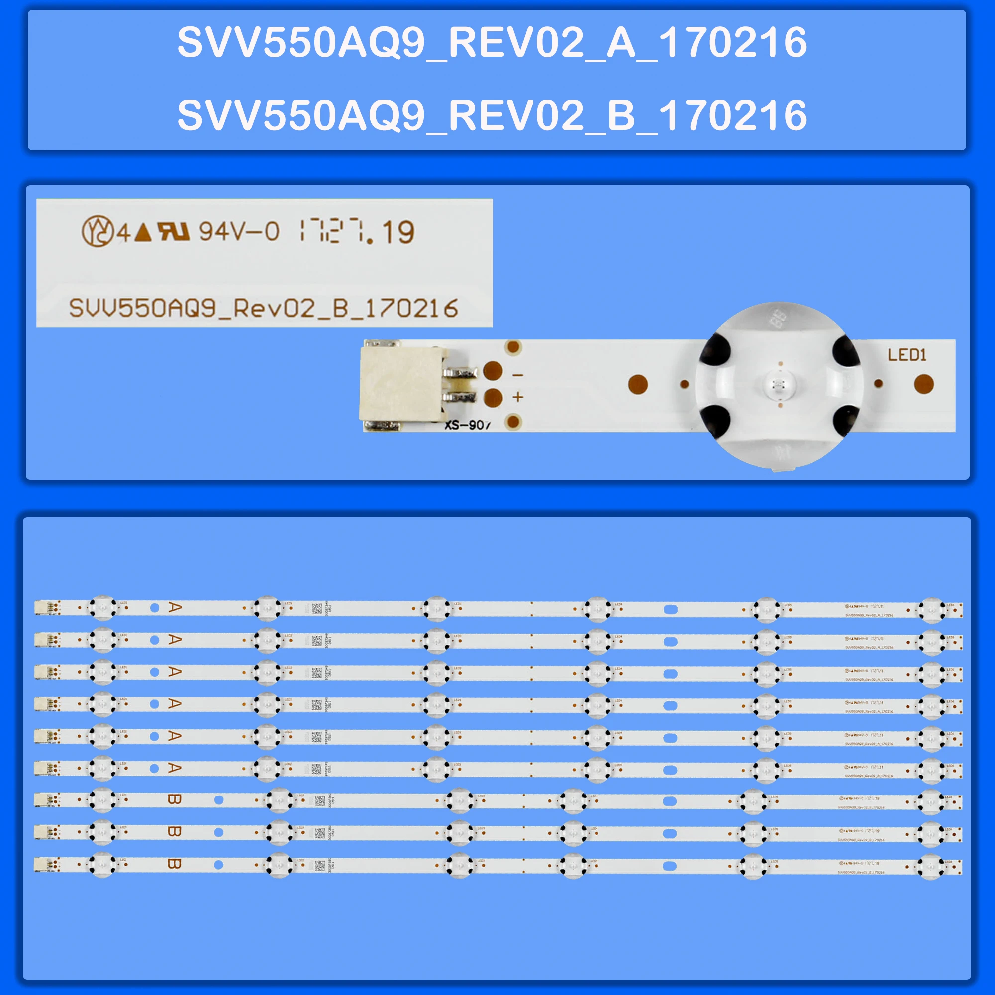 

Лента светодиодной подсветки для TX-55FX551B TX-55FX555E TX-55GX550E TX-55GX551B TX-55GX555 55R7020U 55R753U 55SBU700 55SBU720 55TU7020