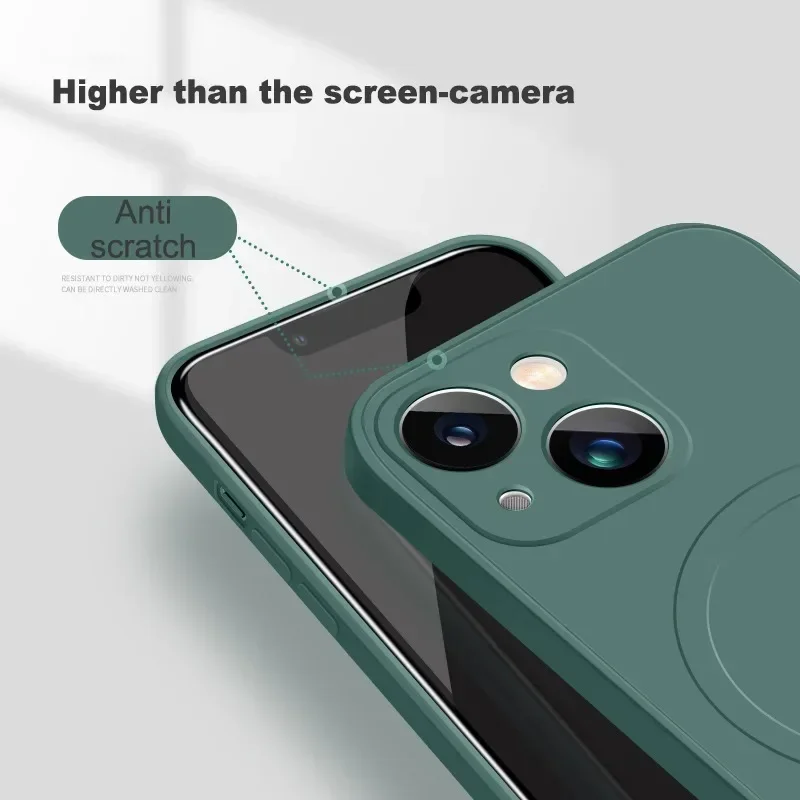 Funda de silicona líquida a prueba de golpes para iPhone 17 16 15 14 13 12 11 Pro Max Plus, con carga inalámbrica magnética Magsafe 3
