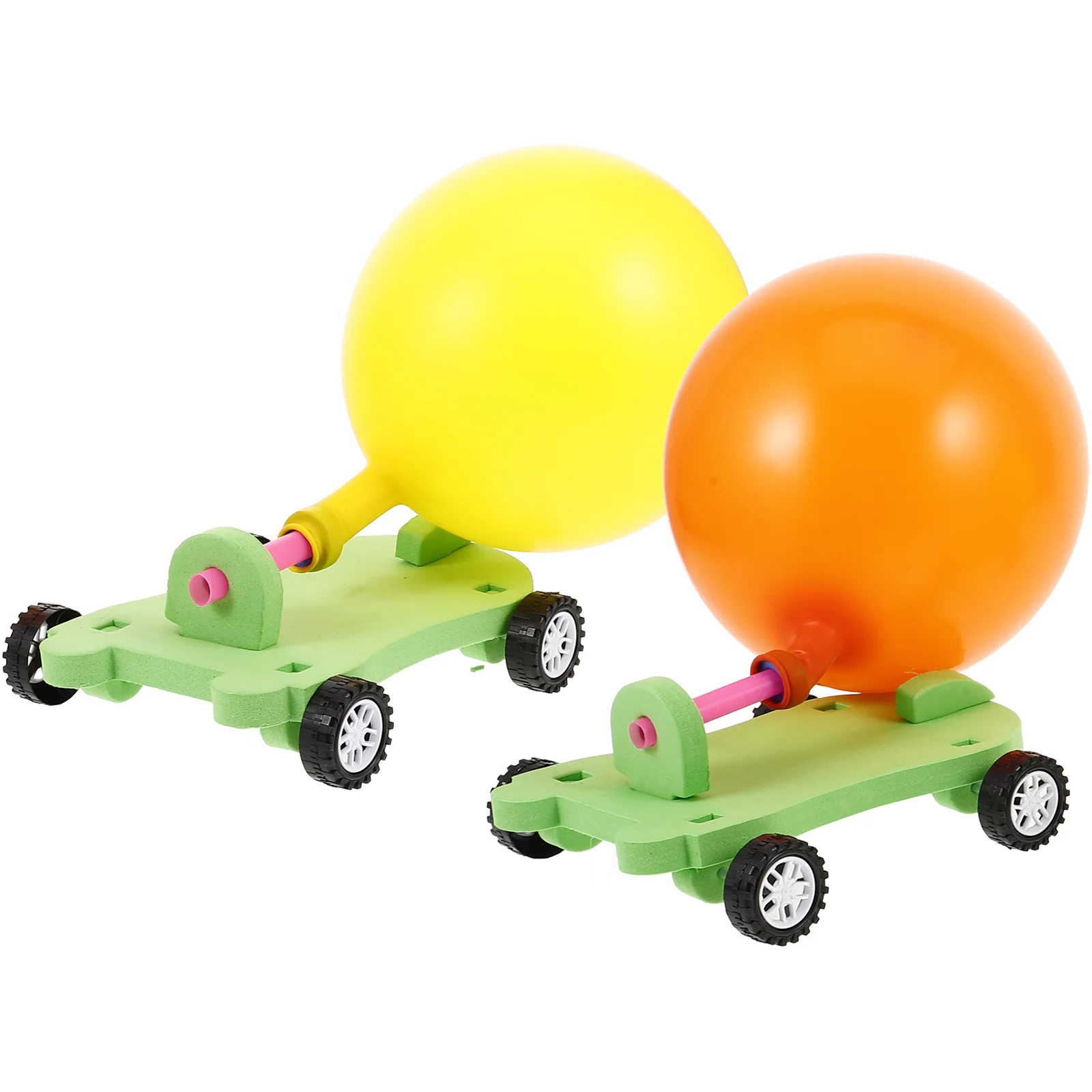 2Set of DIY Materials Scientific DIY Balloon Car Children's Educational DIY Assembly Model Car Toys Set for Kids(Random Color)