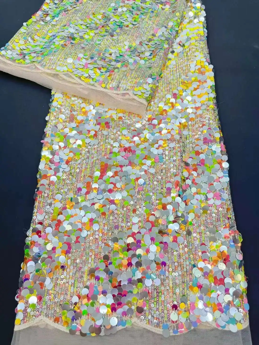 جودة عالية ملونة الترتر التطريز الفرنسية تول صافي الدانتيل ، النسيج الأفريقي ، خياطة فساتين الحفلات ، حفلات الزفاف ، الموضة #3