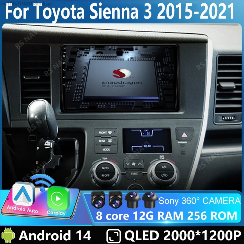 

Android 14 Car Radio For Toyota Sienna 3 XL30 2014-2020 Multimedia Video Player 4G GPS Android Auto CarPlay DSP No DVD 2 Din