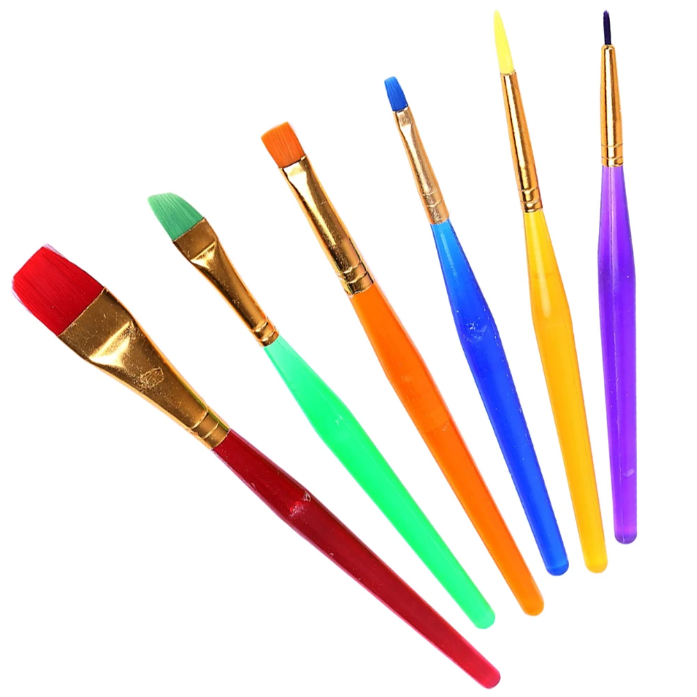 

6 Pcs Gouache Brush Set Student Paint Brushes for Kids Miniature Painting Children
