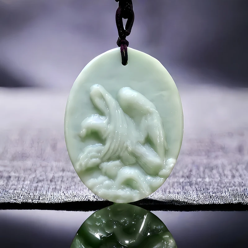 

Natural Real Jade Eagle Pendant Necklace Accessories Gift Fashion Gifts for Women Men Charm Talismans Carved Jewelry Vintage