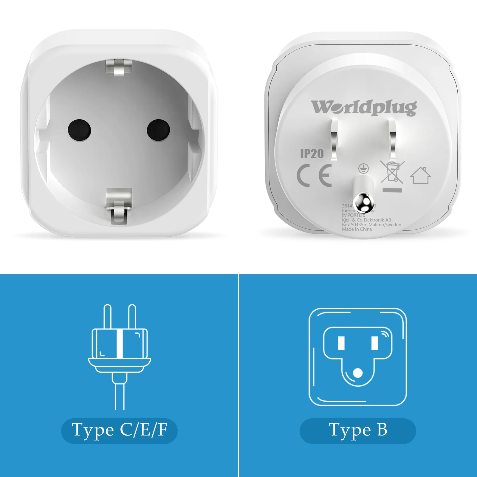 2er-Pack Europäischer Steckeradapter in die USA, Großbritannien, Indien, USA, Kanada, Mexiko, Irland, Reiseadapter, EU, 2-poliger Steckdosenadapter-Konverter