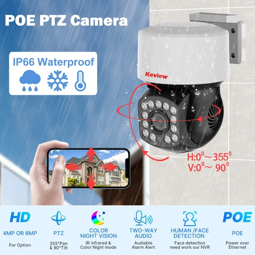 Imagen 2 del producto Cámara IP 4K 8MP POE PTZ XMeye Detección facial Cámaras CCTV de videovigilancia para exteriores para NVR ONVIF