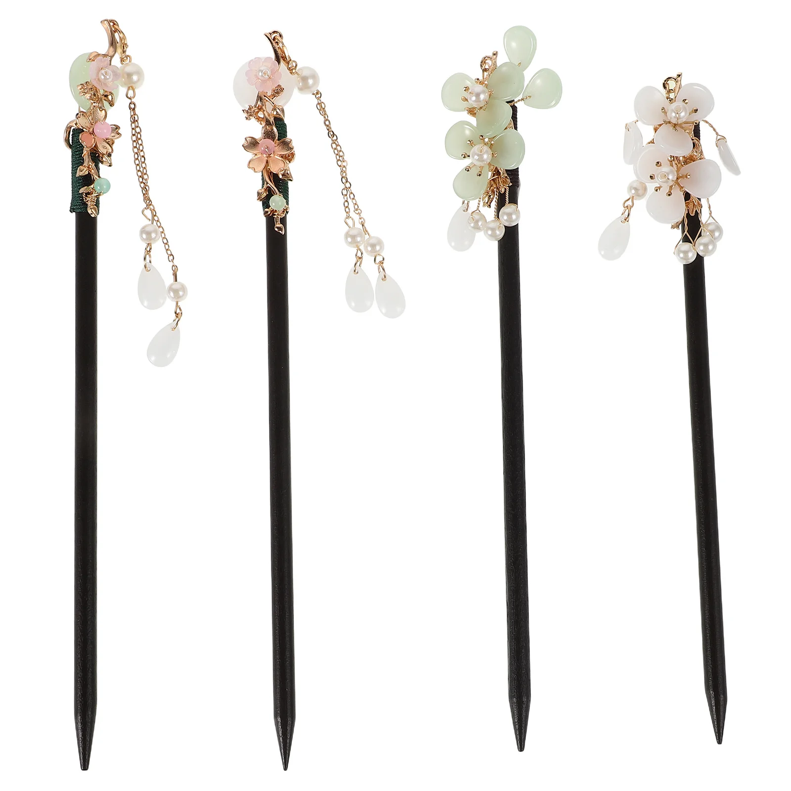 

4Pcs Versatile Use Decorative Hair Sticks Vintage Wooden Retro Design Chinese Elegance Accessory for Weddings Parties