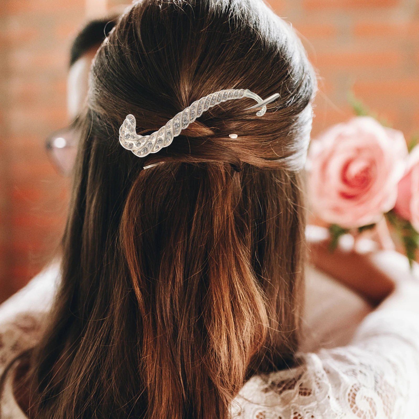 

4pcs Rhinestone Hair Clip For Women Sparkling Metal Barrette Bun Holder Side Clips Jeweled Hair Jewelry Wedding Prom Ponytail