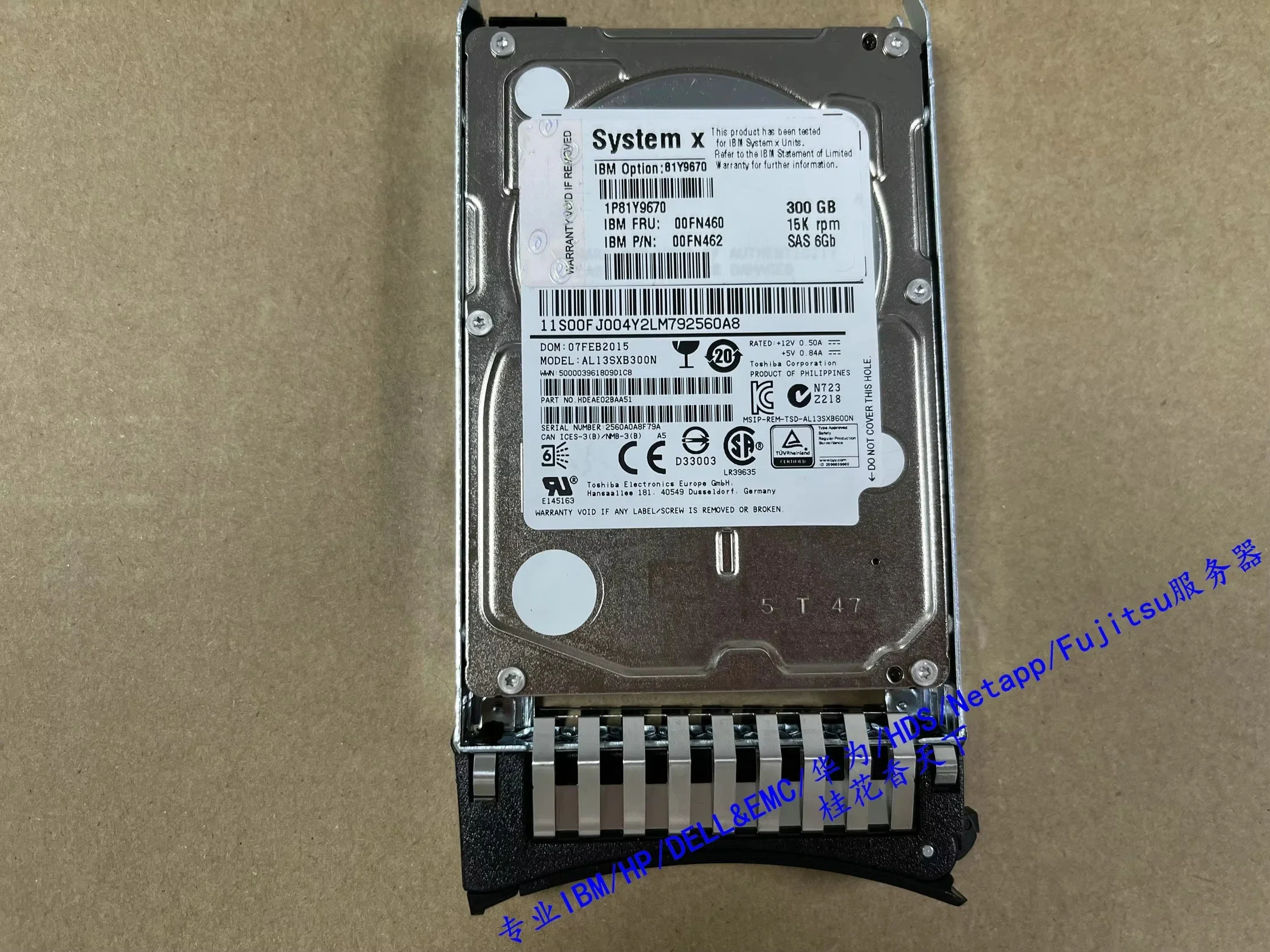

Используется для IBM 00FN460 300G 15K SAS 2,5 дюйма 00FN462 вместо 81Y9671