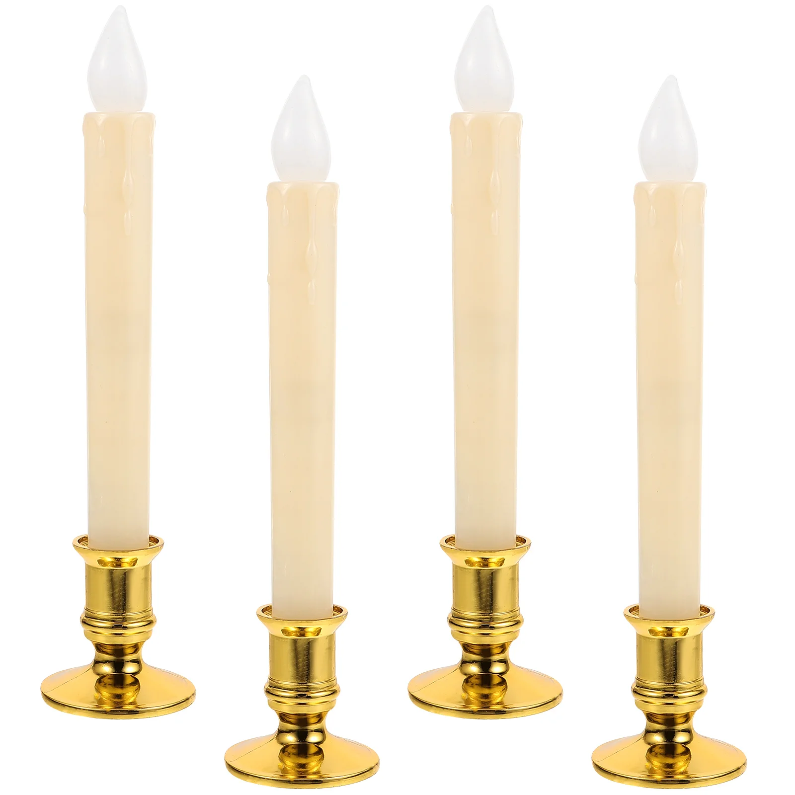 

4pcs Led Flameless Multifunction Lamp Warm White Light Romantic Christmas Decoration Gold Base Yellow Hotel