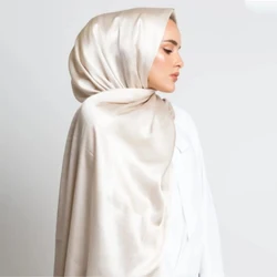 Hijab de satén de seda mate para mujer, chales islámicos de primera calidad, Hijabs largos de lujo para mujer musulmana, pañuelo para la cabeza