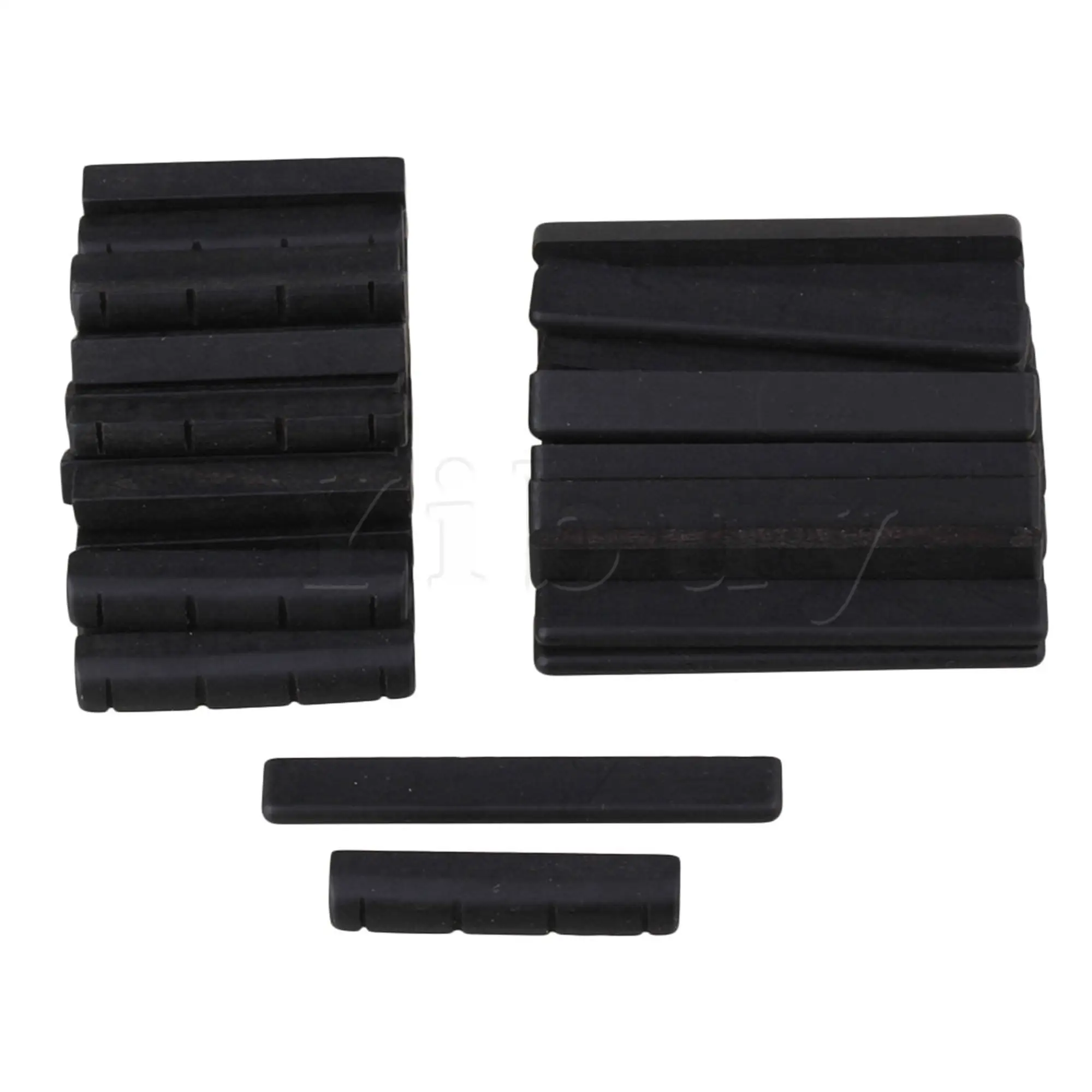 Yibuy 100 Pcs Ebony Saddle with Nut for 4 String Ukulele Guitar Black 35x5x7mm