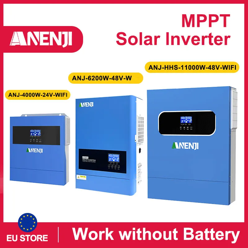 ANENJI 11KW 6.2KW 48V 4.2KW 24V Hybrid-Solarwechselrichter 220V Reine Sinuswelle WIFI MPPT-Wechselrichter Solar-Hybrid für PV-Solarmodule