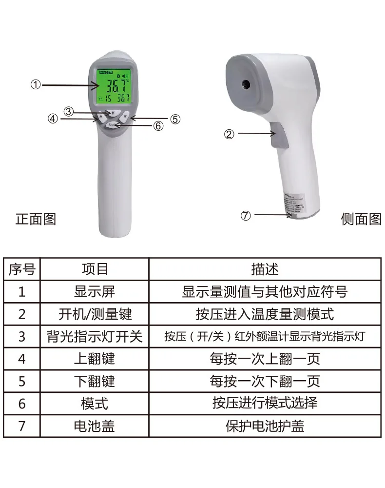 Electronic infrared height measurement accuracy, children's home thermometer, forehead temperature gun