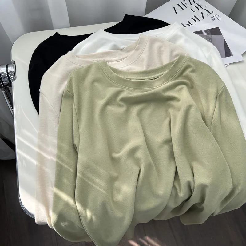 

plus Size 300 Pou Women's Autumn Winter Loose Fit Long Sve round Ne T-irt Fce Lined Base Layer irt Top