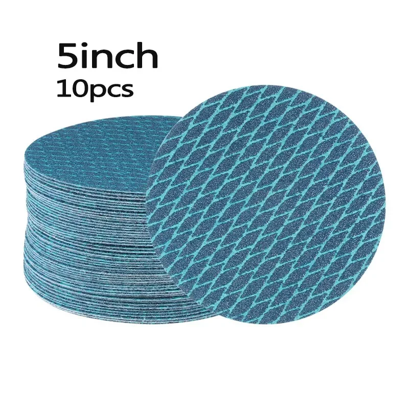 

10pcs 5inch Blue Sanding Disc 125mm Orbital Sander Sandpaper Hook and Loop Abrasive Tools For Anti Blocking Rhombus Sanding Disc