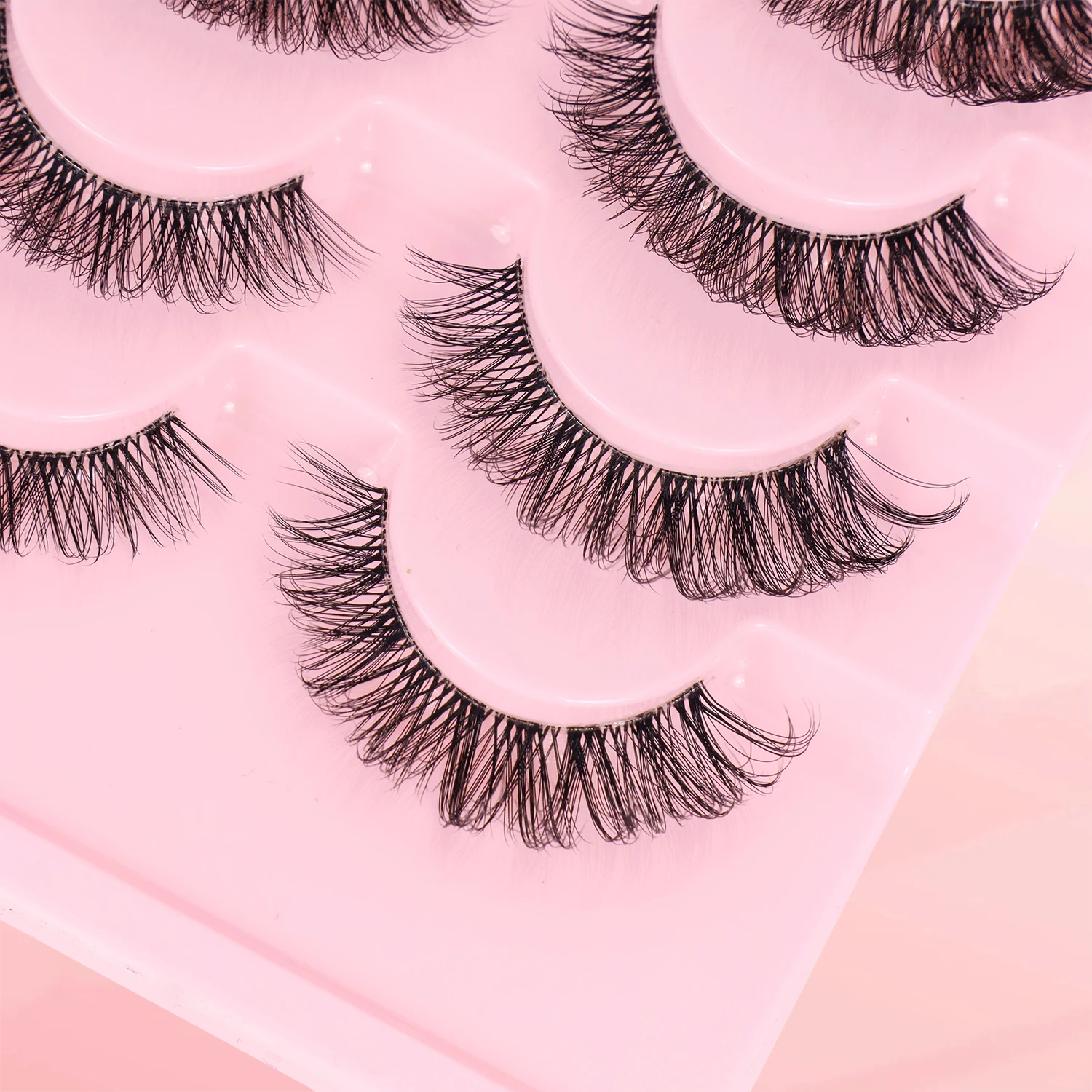 7 Paar natürliche Locken 3D Cross Transparent Falsche Wimpern