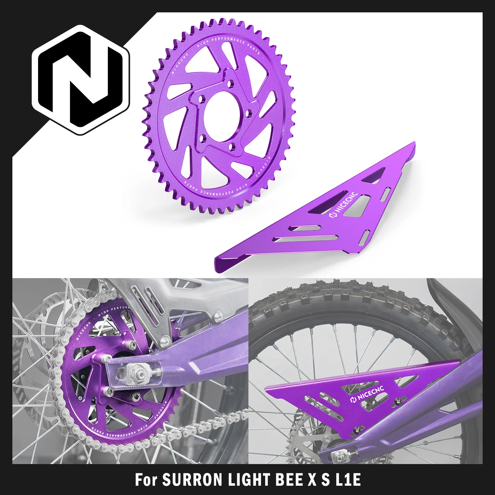 

NICECNC For Surron Light Bee X 48T Rear Sprocket Chain Guard For Sur-Ron Light Bee S L1E For Segway X160 X260 Electric Dirt Bike