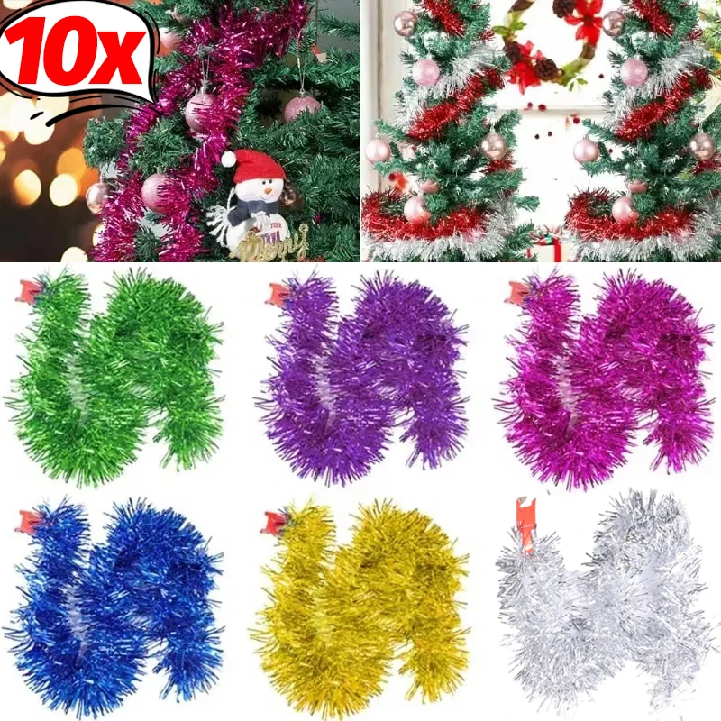 10/1PCS Colorful Christmas Ribbon Garland Xmas Tree Wrapping Tinsel Ribbons DIY Bar Wedding New Year Party Ribbon Home Decor