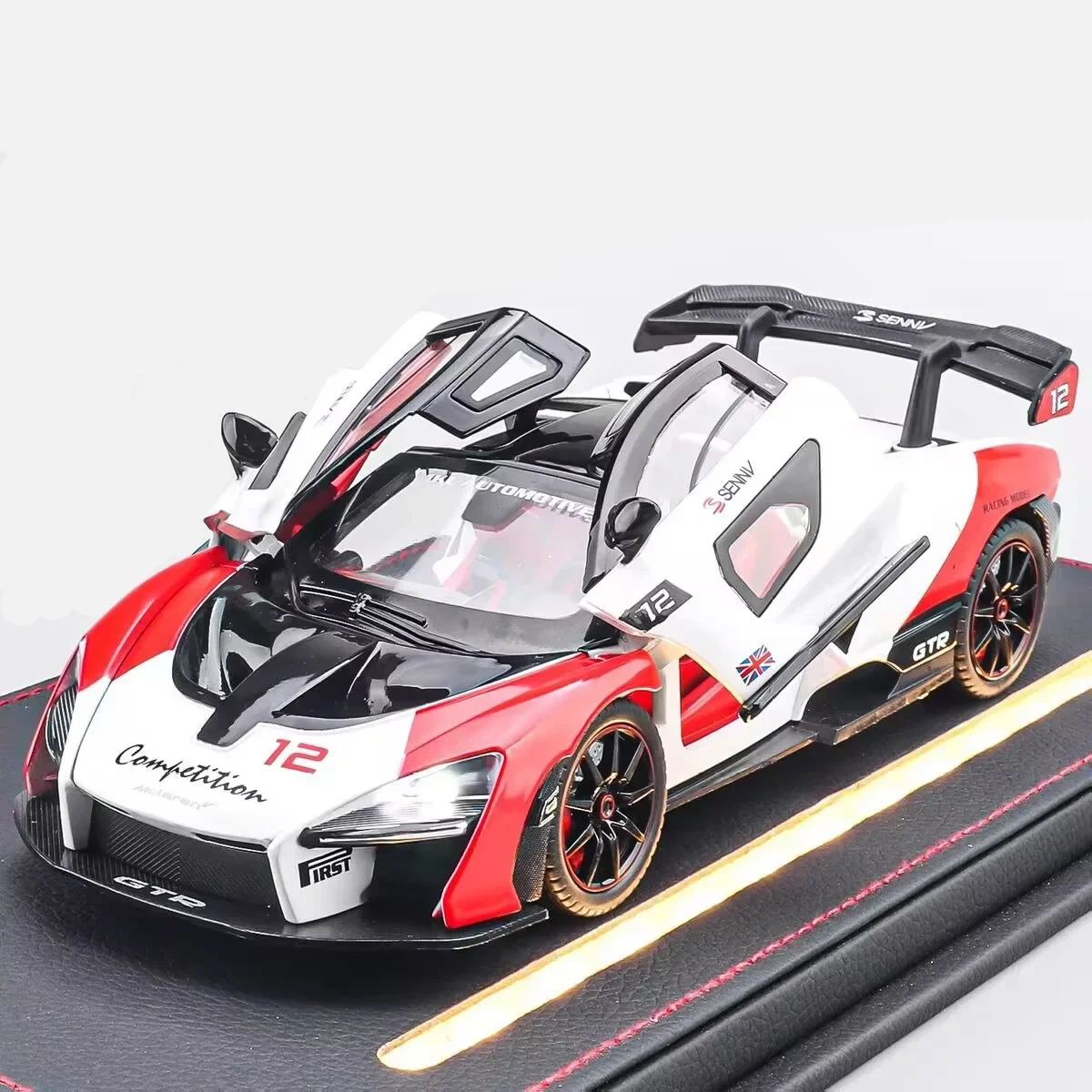 1-24-セナ合金製スーパースポーツカーモデル-ダイキャストメタル製トラックレーシングカー-モデルシミュレーションサウンド＆ライト付き-キッズトイギフト