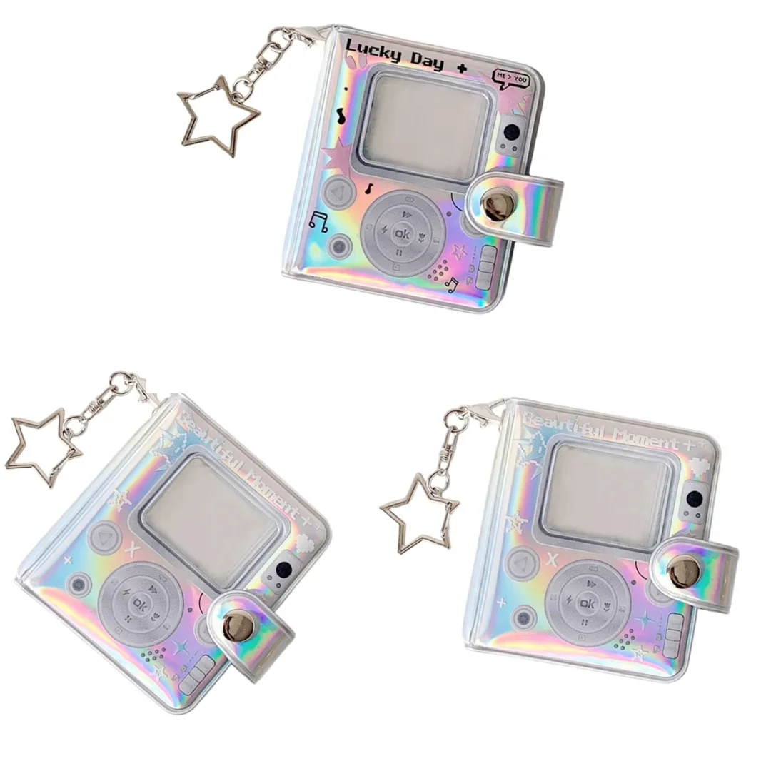 1pcs Cute Laser 2 Inch Photo Album Photocard Collection Book Photobooth Storage Binder Sparkle Keychain