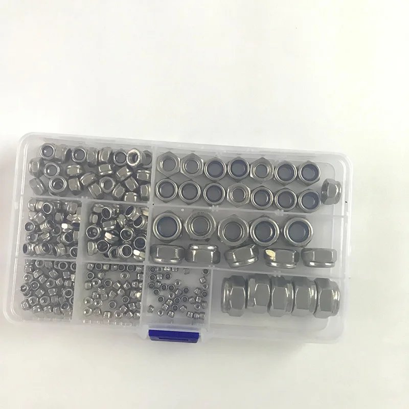 Schloss Mutter 240 stücke Nylon Lock Mutter 304 Edelstahl M2 M 2,5 M3 M4 M5 M6 M8 M10 M12 hex Hexagon Selbst Locking Mutter Sortiment Kit – Detail 6