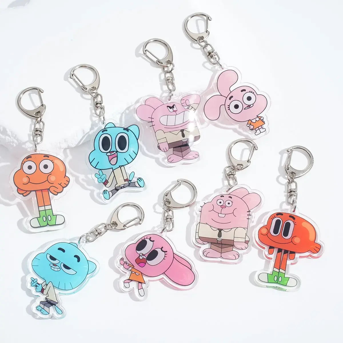 Porte-clés pendentif dessin animé en acrylique, porte-clés de voiture, sac de téléphone, bijoux suspendus, cadeaux, accessoires Gumball
