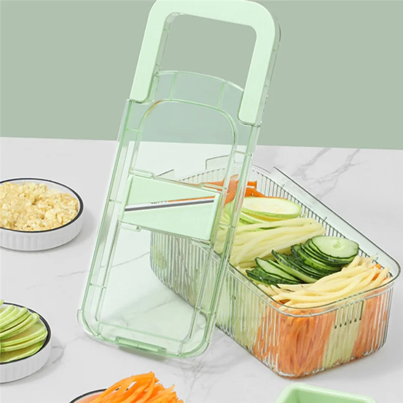 ABJY-Tritatutto per verdure Grattugia per alimenti multifunzionale 6 utensili da taglio Tritatutto per verdure rotondo con contenitore Cucina Sala da pranzo