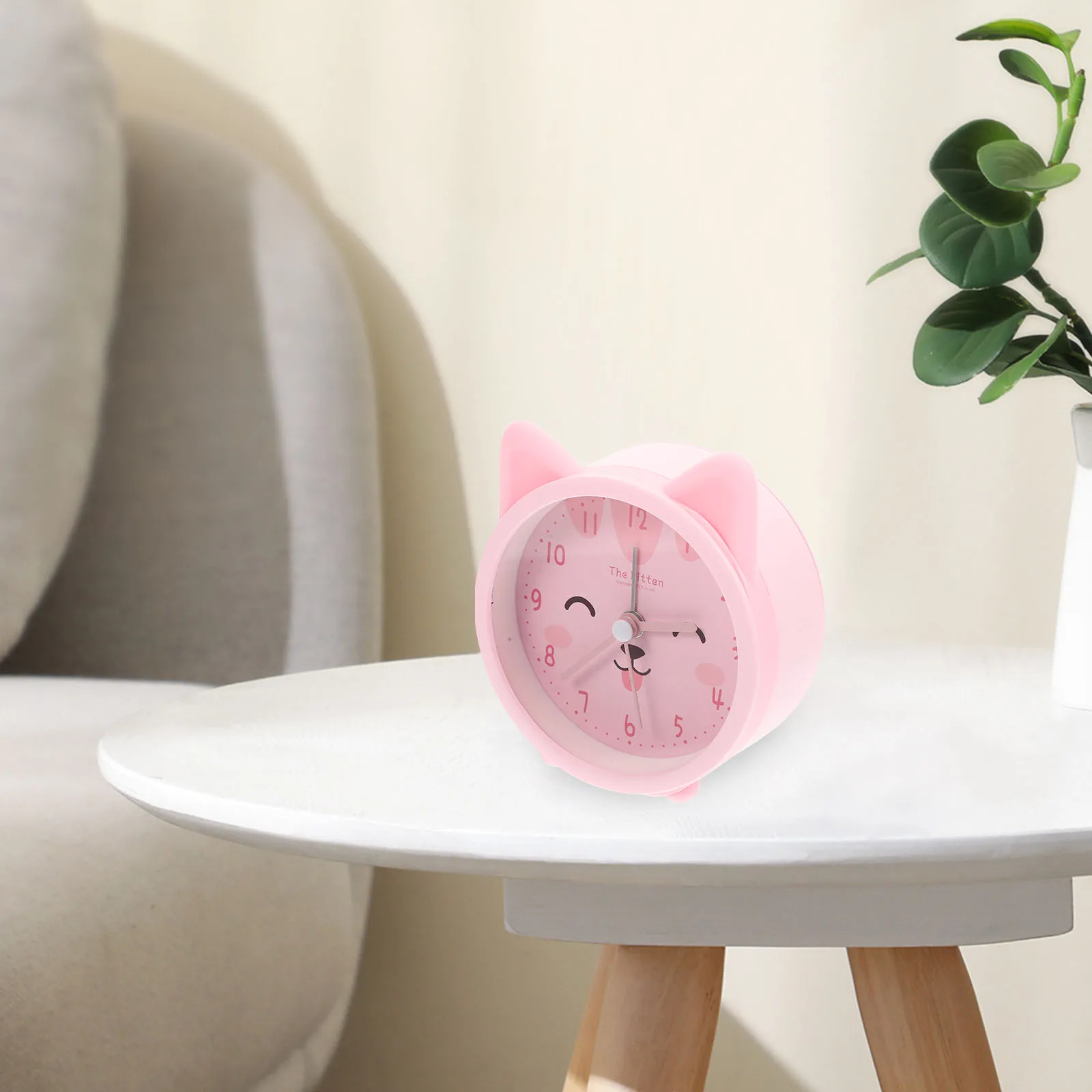 

Cartoon Kitten Ear Alarm Clock Mute Desktop Decor Non-Ticking Lovely Housewarming Gift Home Accessory Cartoon Alarm Clock