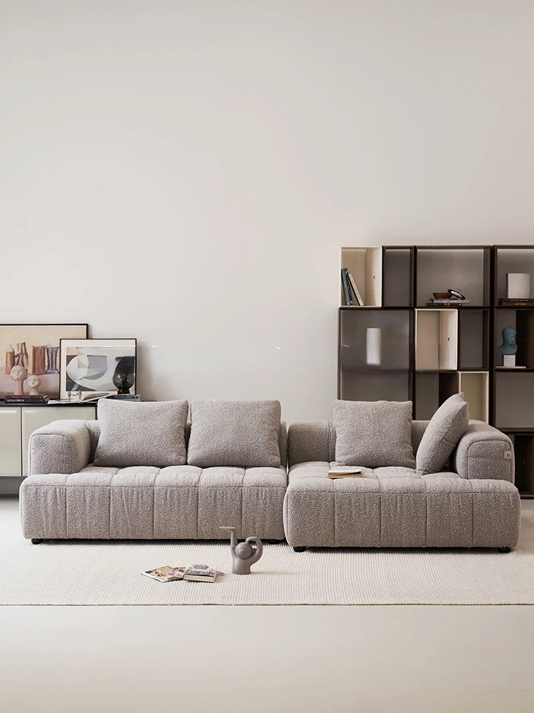 Cloth sofa living room, small unit, light luxury, modern and simple fabric art, sugar and cream style, high-end feeling