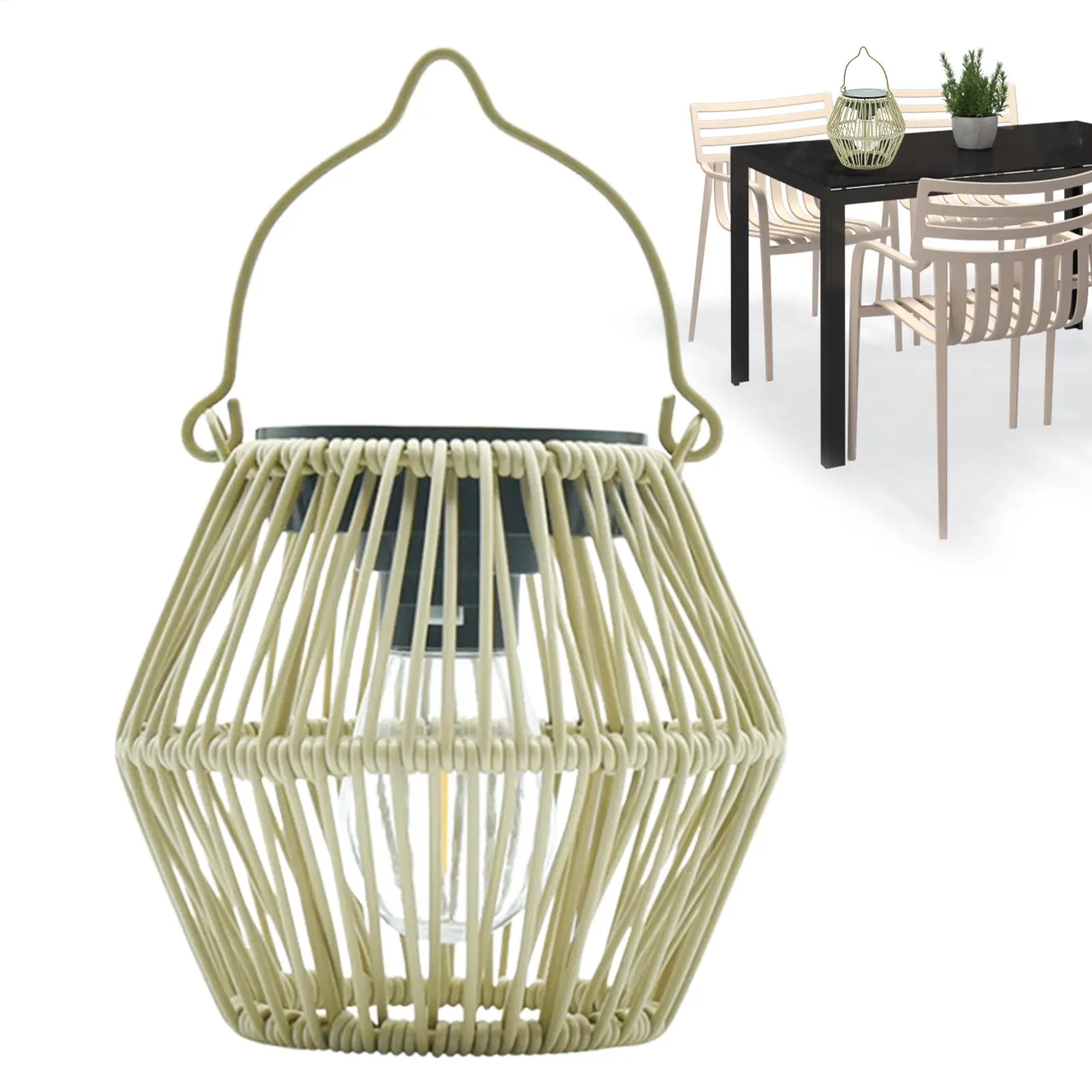 

Solar Rattan Lantern Decorative Solar Lanterns Rattan Basket Chandelier Garden Decoration for Yard Backyard Camping Gatherings