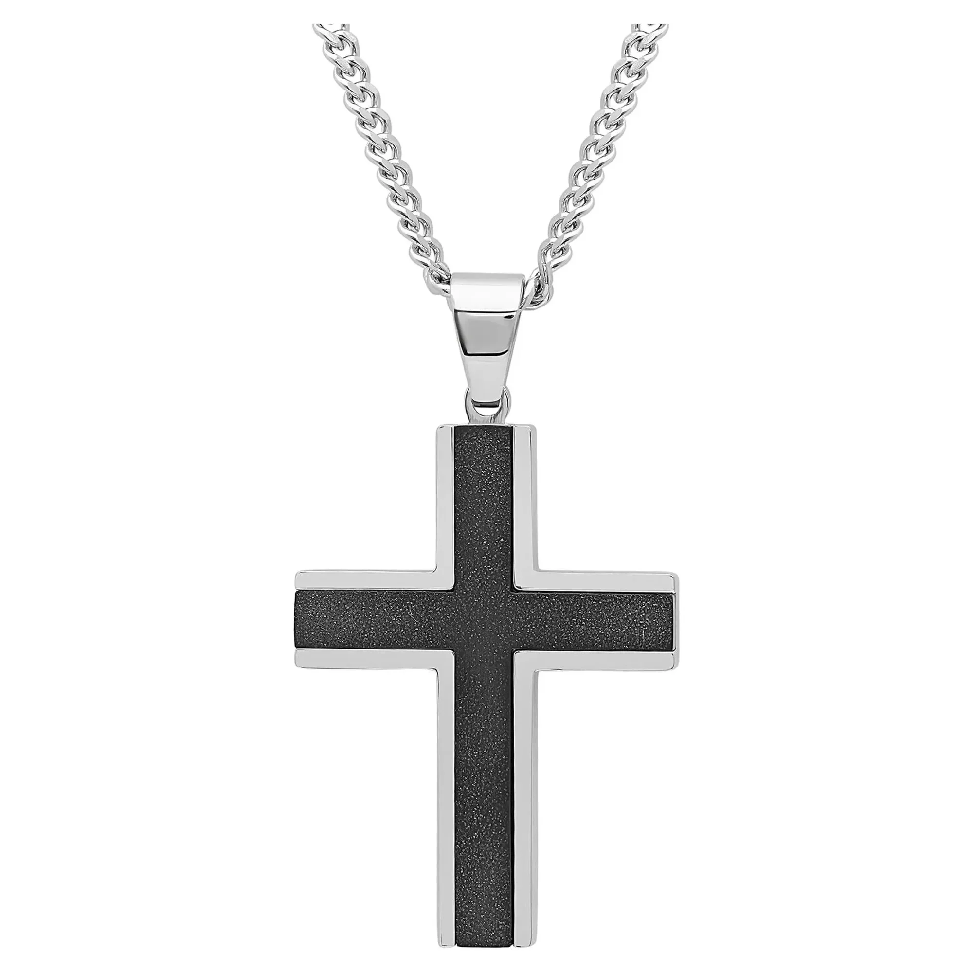 

Believe by Brilliance Men's Stainless Steel Textured Cross Pendant Necklace necklaces
