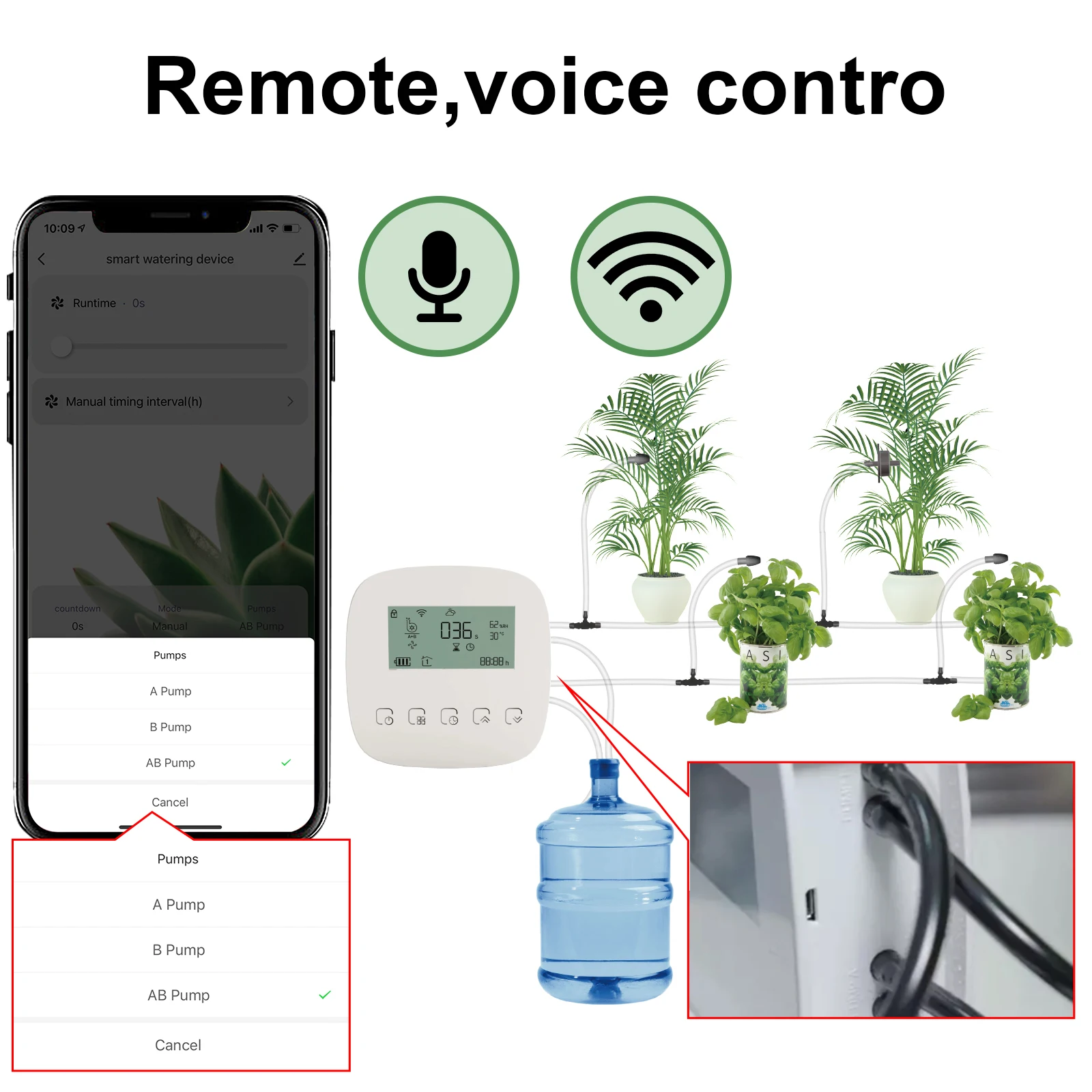 WiFi Automatic Watering System for Indoor Potted Plants DIY Drip Irrigation Kit Double Pump Remote Control for Smart Life APP