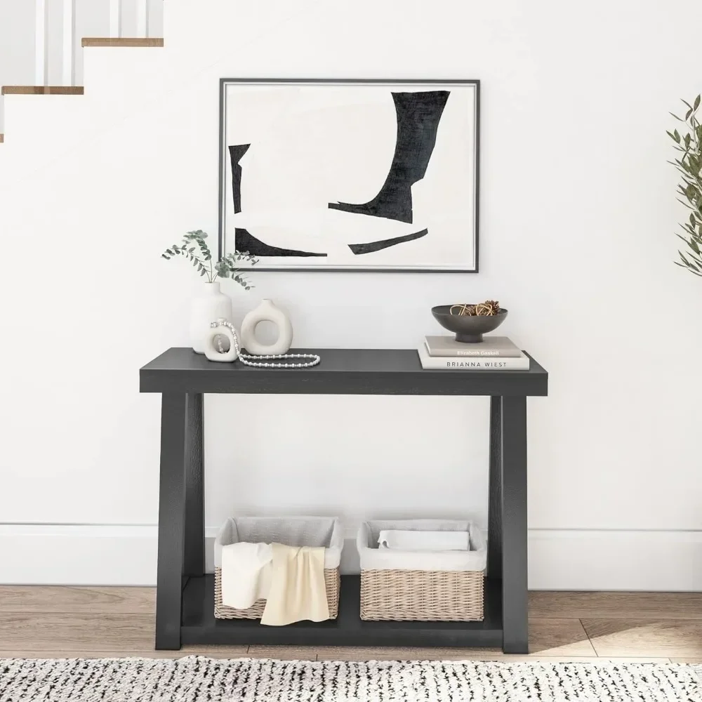 A  Solid Wood Console Table , 46.25 Inch, Narrow Entryway Table for Hallway, Behind The Couch, Living Room, Foyer, Easy Assembl