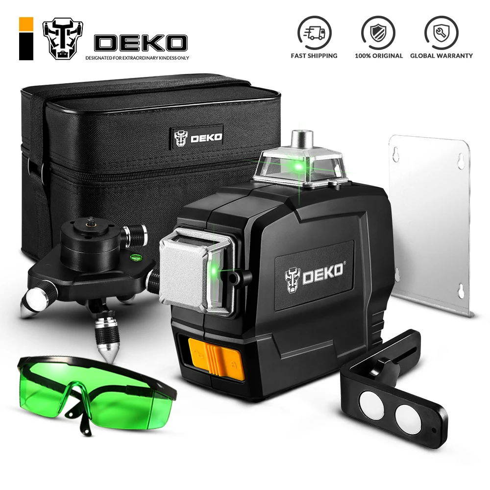 Deko Dkll12pb 12 Linhas 3d Nível do Laser Automático Auto Nivelamento Vertical Horizontal 360 Graus de Inclinação Rotary Indoor & Outdoor Modo