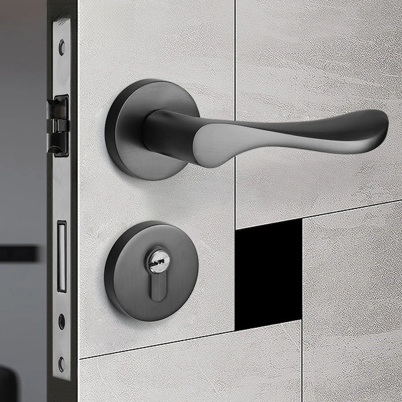 Modern Minimalist Magnetic Mute Door Lock Set Handle Hinge Stopper Bedroom Bathroom Interior Wooden Gate Household