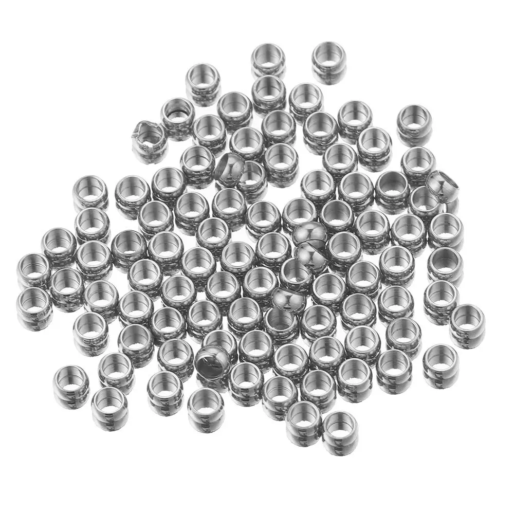 100 Stück Edelstahl-Stopper-Abstandsperlen, Positionierungsperlen, Crimp-Endperlen für DIY-Schmuckherstellungszubehör – Detail 5