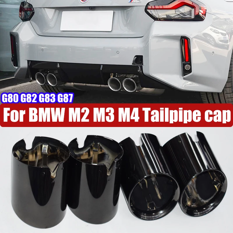 

4 шт. для BMW M2 M3 M4 G80 G82 G83 G87, модернизация выхлопных газов, черный глушитель из нержавеющей стали, насадки, выхлопная труба