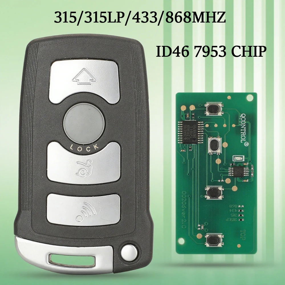 

Jingyuqin 4BTN 315/315LP/433 МГц/868 МГц дистанционный брелок ID46 7953 чип для BMW 7 серии E65 E66 CAS1 система необрезанный ключ HU92 лезвие