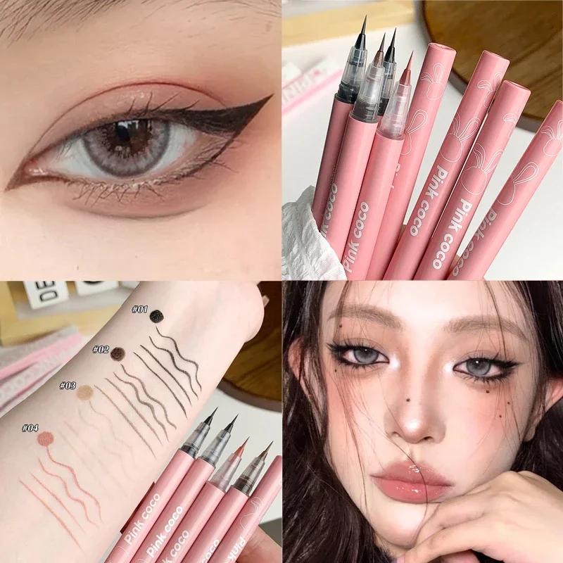 Waterproof Matte Liquid Eyeliner Pen Makeup Ultra Thin Non Smudging Lasting Black Brown Lying Silkworm Eye Liner Eyes Cosmetic