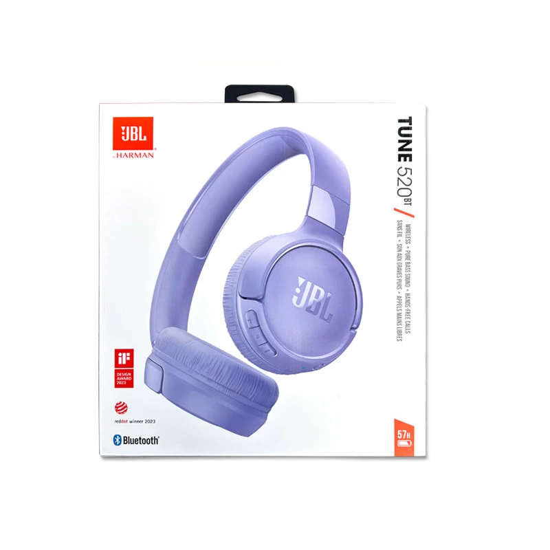 JBL-Écouteurs sans fil Bluetooth TUNE 520BT pour garçons et filles, 100% d'origine, casque de sport de musique avec microphone