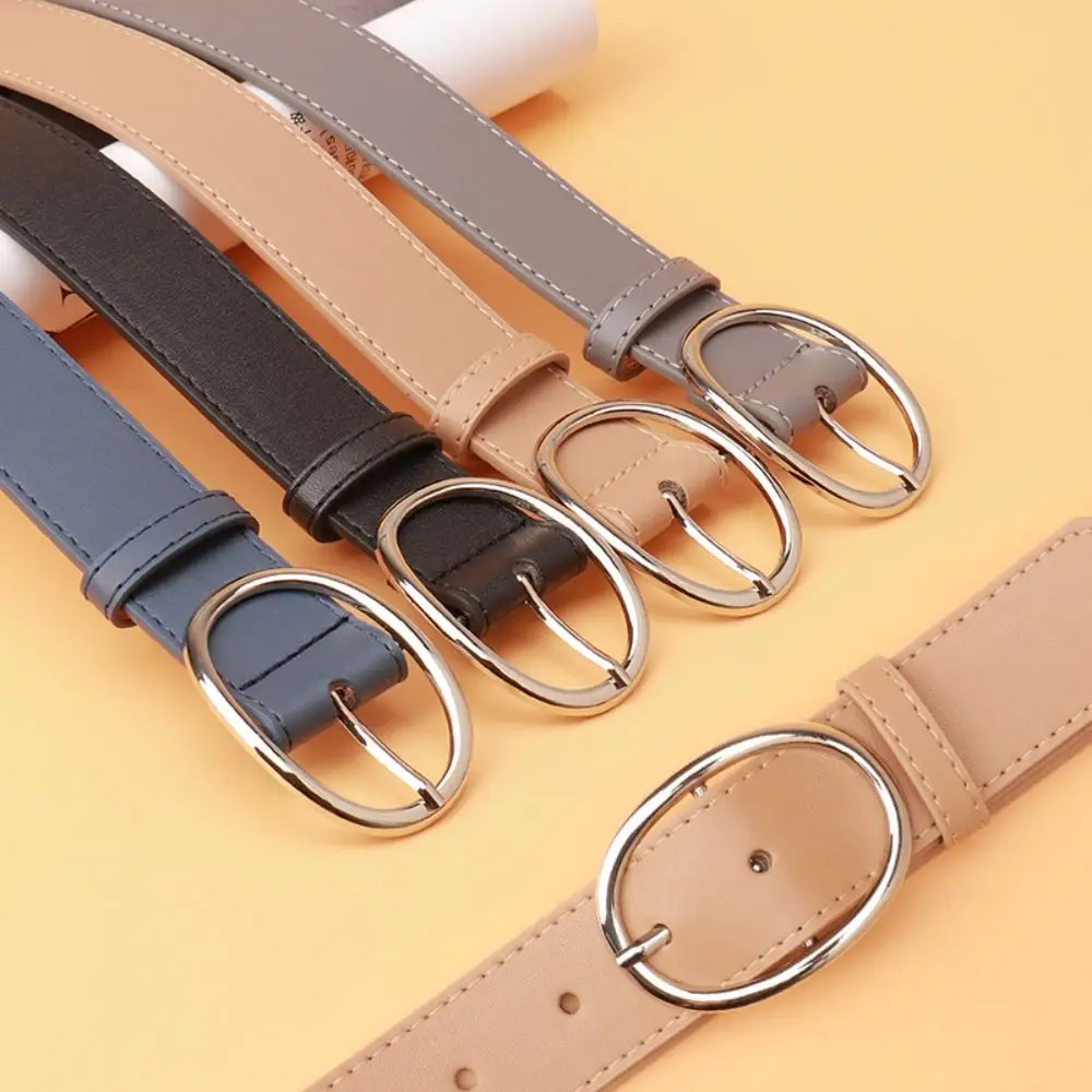 

Oval Needle Buckle Waistband Fashion Casual PU Waist Belts Solid Color Decoration Belt Women