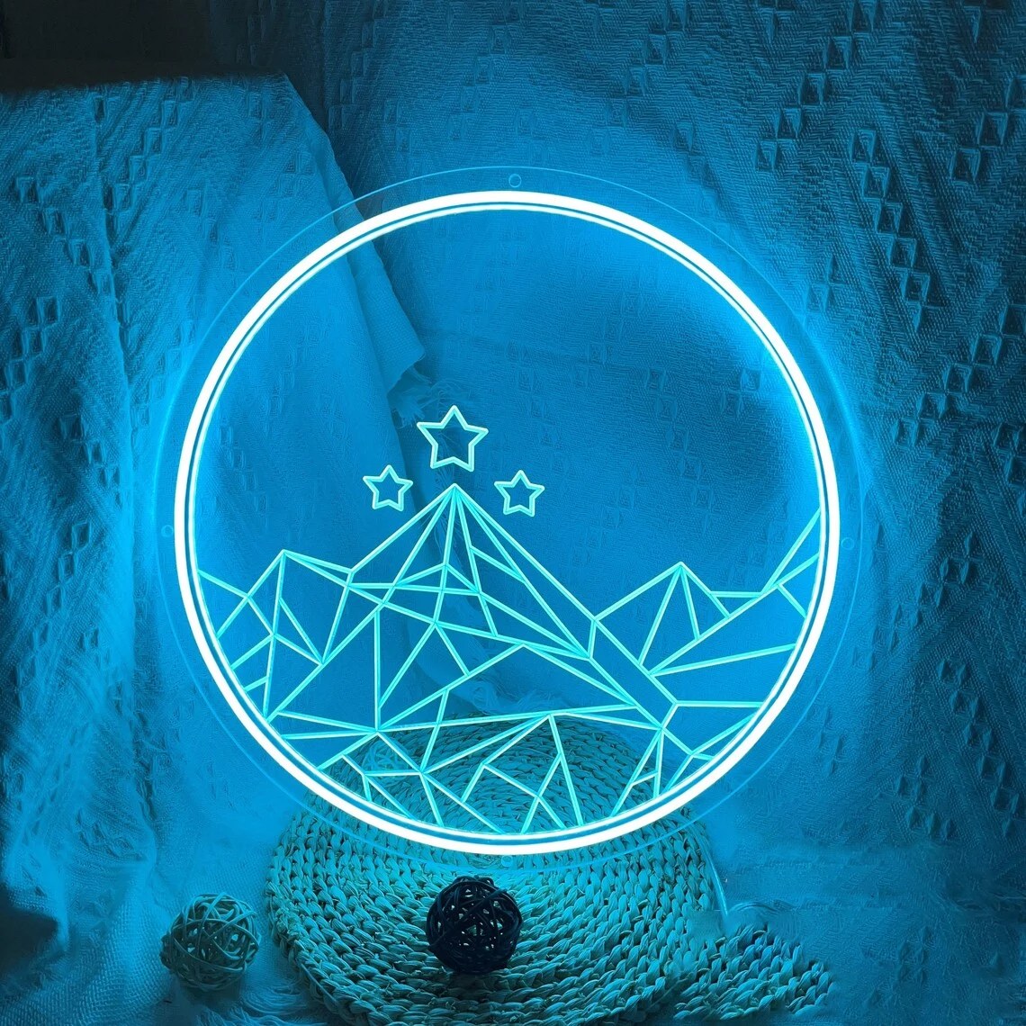

Mountain with Stars Neon Sign Night landscape Mountain Art Sign Gifts for Family Office Wall Decor Aesthetic Wall Art Decor