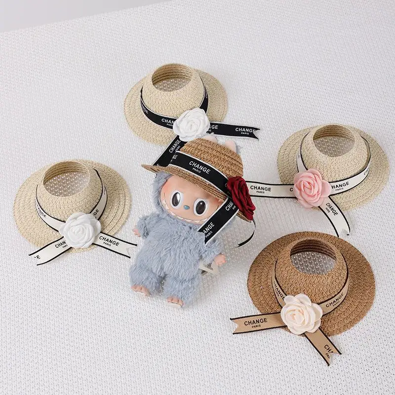 

Doll Accessories Only Straw Hat for Labubu Creative Doll Small Fragrant Wind Hat Weaving Sun Hat Baby Clothes Accessories